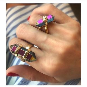 Multicolor natural stone 18k gold plated